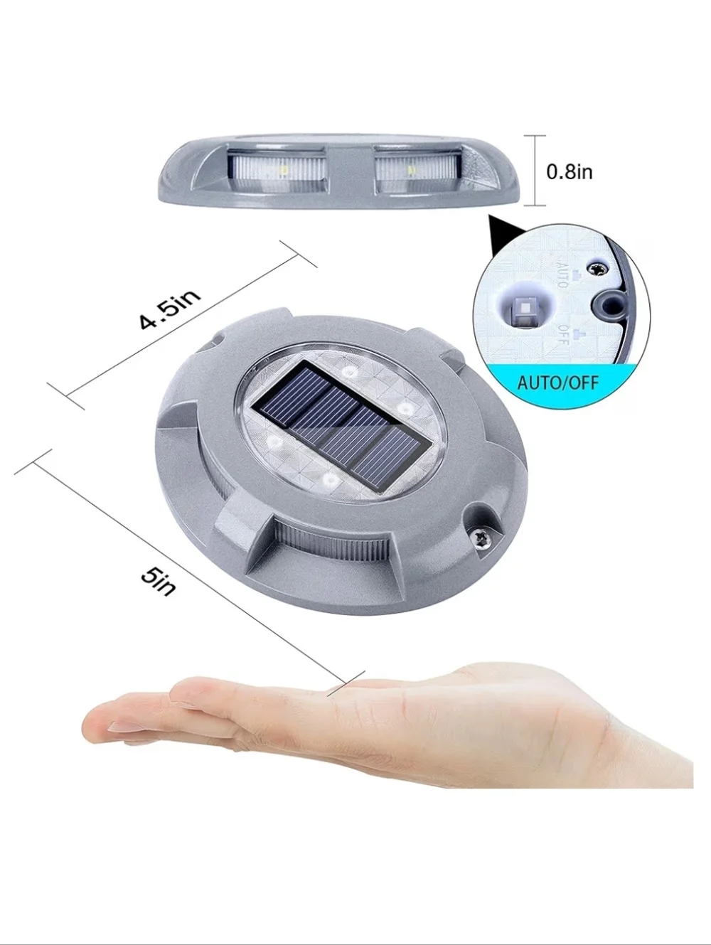 SIEDiNLAR Solar Powered Deck Driveway Dock LED Light Solar Outdoor Waterp
